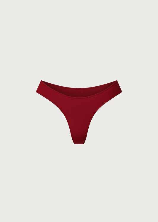 Mid Rise Thong in Ruby