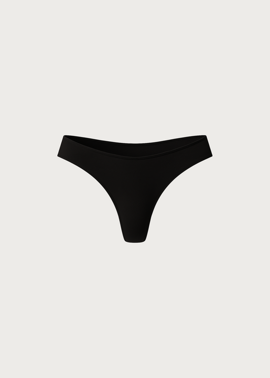 Mid Rise Thong in Onyx